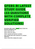 GFEBS BI LATEST STUDY GUIDE (33 QUESTIONS WITH COMPLETE VERIFIED SOLUTIONS)