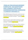 FEMA IS 700.B EXAM NEWEST  COMPLETE 150 QUESTIONS  AND CORRECT DETAILED  ANSWERS(VERIFIED ANSWERS)  | ALREADY GRADED A+  Which NIMS Management Characteristic includes documents