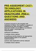 PRE-ASSESMENT C427 TECHNOLOGY APPLICATIONS IN HEALTHCARE (PAK1) 