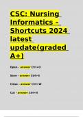 CSC Nursing Informatics – Shortcuts 2024 latest update(graded A+).