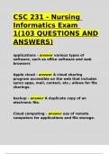 CSC 231 - Nursing Informatics Exam 1(103 QUESTIONS AND ANSWERS).