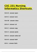 CSC 231 Nursing Informatics Shortcuts.