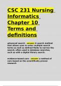 CSC 231 Nursing Informatics Chapter 10 Terms and definitions