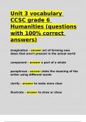 Unit 3 vocabulary CCSC grade 6 Humanities (questions with 100- correct answers)