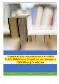 SHRM Certified Professional CP Study Guide 2024 Exam Questions and Answers 100% Pass | Graded A+