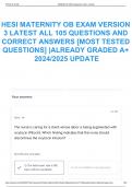 HESI MATERNITY OB EXAM VERSION 3 LATEST ALL 55 QUESTIONS AND CORRECT ANSWERS |ALREADY GRADED A+