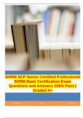 SHRM SCP Senior Certified Professional SHRM Bask Certification Exam Questions and Answers 100% Pass | Graded A+