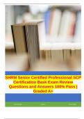 SHRM Senior Certified Professional SCP Certification Bask Exam Review Questions and Answers 100% Pass | Graded A+