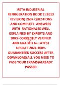 RETA INDUSTRIAL REFRIGERATION BOOK 2 (2013 REVISION) 260+ QUESTIONS AND COMPLETE  ANSWERS WITH  RATIONALES WELL EXPLAINED BY EXPERTS AND 100% CORRECTLY VERIFIED AND GRADED A+ LATEST UPDATE 2024 100% GUARANTEED SUCCESS AFTER DOWNLOAD(ALL YOU NEED TO PASS Y