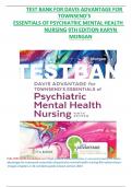 Test Bank for Davis Advantage for Townsend's Psychiatric Mental Health Nursing, 11th Edition by Karyn I. Morgan All Chapters included LATEST