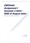 CMY2603 Assignment 1 Semester 2 2024 - DUE 27 August 2024