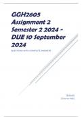 GGH2605 Assignment 2 Semester 2 2024 - DUE 10 September 2024