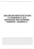 2024-2025 RN HESI EXIT EXAM – V 1 (VERSION 1) ALL QUESTIONS AND ANSWERS, VERIFIED - GRADED A+