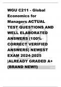 WGU C211 - Global  Economics for  Managers ACTUAL  TEST QUESTIONS AND  WELL ELABORATED  ANSWERS (100%  CORRECT VERIFIED  ANSWERS) NEWEST  EXAM 2024-2025  |ALREADY GRADED A+  (BRAND NEW!!