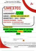 LME3701 ASSIGNMENT 1 QUIZ MEMO - SEMESTER 2 - 2024 - UNISA - (UNIQUE NUMBER: - 716694) (DISTINCTION GUARANTEED) – DUE DATE : 19 AUGUST 2024. 