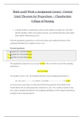 MATH225N Week 5 Assignment {2020}_ Central Limit Theorem for Proportions & Applications of the Normal Distribution – Excel | Chamberlain College of Nursing