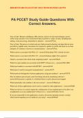 PA PCCET Study Guide Questions With Correct Answers.