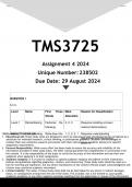 TMS3725 Assignment 4 (ANSWERS) 2024 - DISTINCTION GUARANTEED