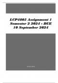 LCP4805 Assignment 1 Semester 2 2024 - DUE 10 September 2024. Questions & answers with complete solutions