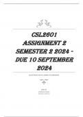 CSL2601 Assignment 2 Semester 2 2024 - DUE 10 September 2024