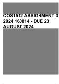 COS1512 Assignment 3 2024 (160814) - DUE 23 August 2024.