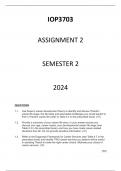 IOP3703 ASSIGNMENT 2 SEMESTER 2 2024 WRITTEN QUESTIONS AND ANSWERS 