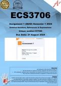 ECS3706 Assignment 1 COMPLETE ANSWERS) Semester 2 2024 (157508) - DUE 21 August 2024