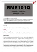 RME101Q Assignment 2 (Detailed Answers) Semester - Due August 2024