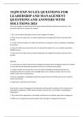 31QW/EXP-NCLEX QUESTIONS FOR LEADERSHIP AND MANAGEMENT QUESTIONS AND ANSWERS WITH SOLUTIONS 2024