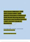 Final Exam: PRN1831 / PRN 1831 (Latest 2024 / 2025 Update) Principles of Maternal- Child Health Nursing Review | Questions and Verified Answers | 100% Correct | Grade A -