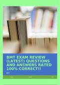 BMT EXAM REVIEW (LATEST) QUESTIONS AND ANSWERS RATED 100% CORRECT!!