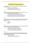 NUR0416 PEDIATRICS study Guide MCQs with Correct answers.