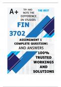 FIN3702 Assignment 1 (COMPLETE ANSWERS) Semester 2 2024 (355803)- DUE 6 September 2024