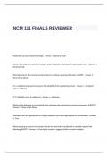 NCM 111 FINALS REVIEWER TEST QUESTIONS AND ANSWERS