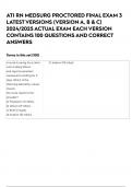 ATI RN MEDSURG PROCTORED FINAL EXAM 3 LATEST VERSIONS (VERSION A, B & C) 20232024 ACTUAL EXAM EACH VERSION CONTAINS 100 QUESTIONS AND CORRECT