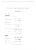 Summary of Analysis of Production Systems