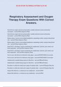 Respiratory Assessment and Oxygen Therapy Exam Questions With Correct Answers.