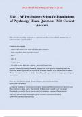 Unit 1 AP Psychology (Scientific Foundations of Psychology) Exam Questions With Correct Answers