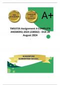 TMS3725 Assignment 4 COMPLETE ANSWERS) 2024 (238502) - DUE 29 August 2024 ; 100% TRUSTED Complete, trusted solutions and explanations.