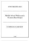 WGU C903 - MATH 4305 Middle School Mathematics (Content Knowledge) - Complete FA Review 2024.