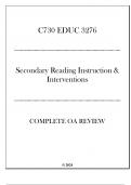 WGU C730 - EDUC 3276 Secondary Reading Instruction & Interventions - Complete FA 