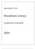 WGU D010 - EDUC 3279 Disciplinary Literacy - Complete OA Review 2024.