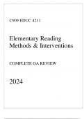 WGU C909 - EDUC 4211 Elementary Reading Methods & Interventions - Complete OA Review 2024