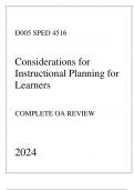 WGU DOO5 - SPED 4516 Considerations for Instructional Planning for Learners - Complete OA