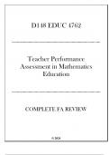 WGU D148 - MG EDUC 4762 Teacher Performance Assessment in Mathematics Education - Complete FA