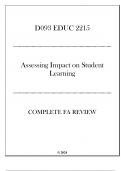 WGU D093 - SEC EDUC 2215 Assessing Impact on Student Learning - Complete FA Review 2024.