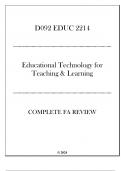 WGU D092 - EDUC 2214 Educational Technology for Teaching & Learning - Complete FA Review 2024