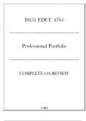 WGU D151 - EDUC 4765 Professional Portfolio - Complete OA Review 2024