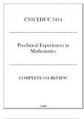 WGU C932 - EDUC 3414 Preclinical Experienced in Mathematics - Complete OA Review 2024