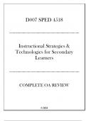 WGU DOO7 - SPED 4518 Instructional Strategies & Technologies for Secondary Learners - Complete OA Review 2024.pdf